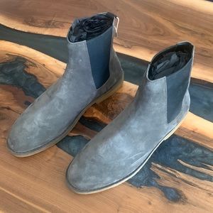 Saint Laurent Grey Nubuck Chelsea Boots